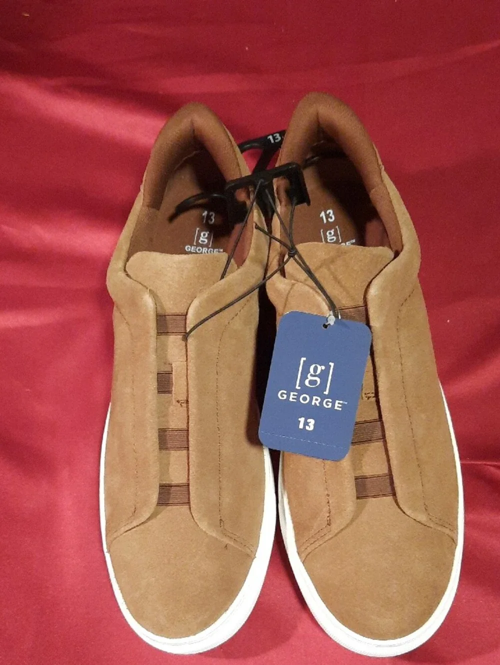 George Brown Easy On/off Slip-On Elastic Laces Leather Men’s Sneakers Size 13